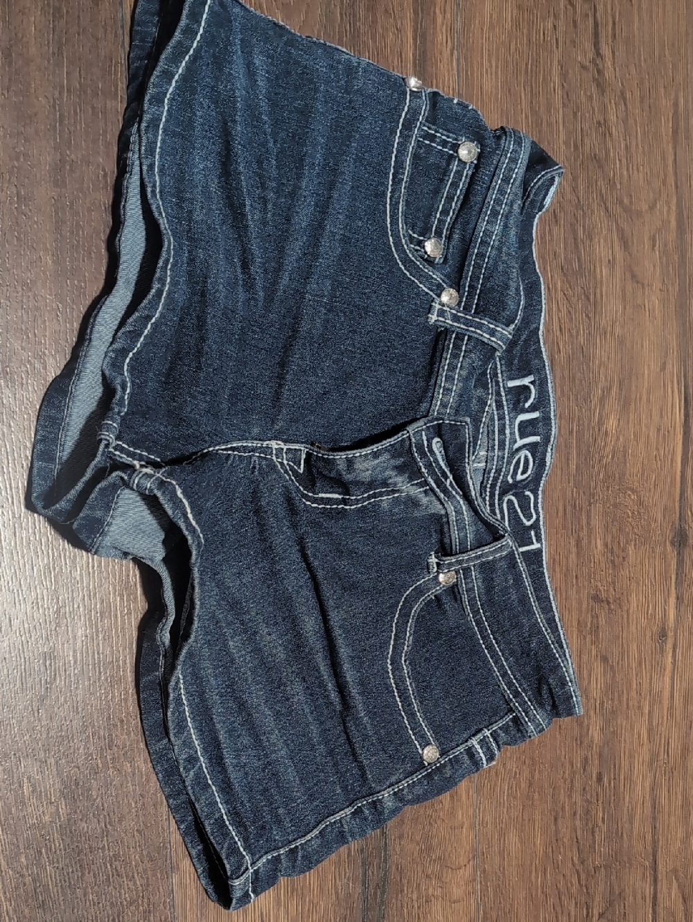Rue21 Navy Blue Denim Short Shorts with Contrast Stitching